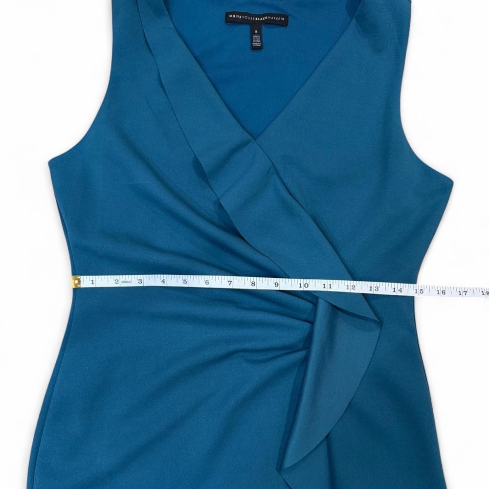 White House Black Market Blue Ruffled Sleeveless Blouse Size Small - Picture 8 of 8